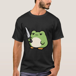 ストイックなカエルナイフの落書き Tシャツ