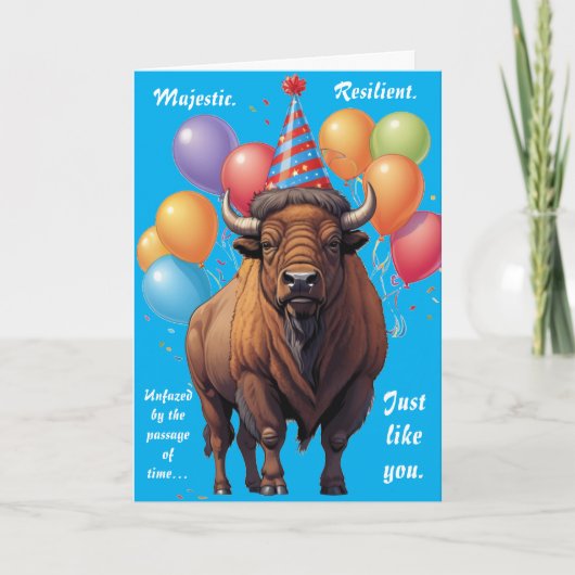 ストイックバイソン誕生日ウィズダム カード (正面)