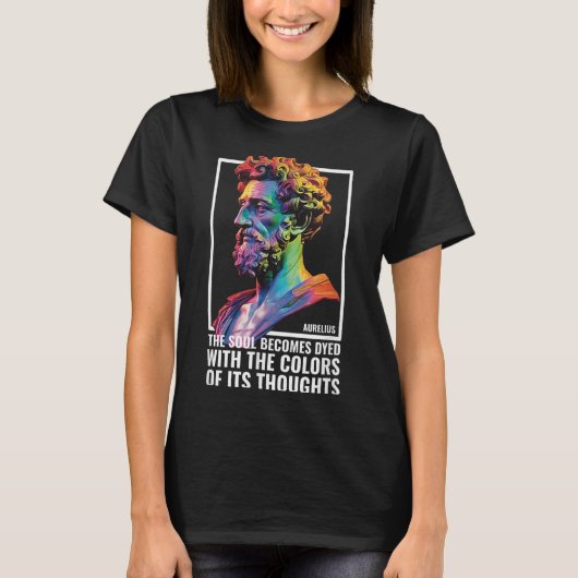 ストイック哲学引用文ギリシャ哲学マルカスオー Tシャツ (正面)