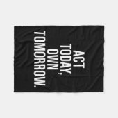 ストイック知恵と強さTanの動機引用文 フリースブランケット (正面(横))