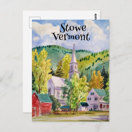 ストウエバーモントヴィレッジウォーター絵を描カラー ポストカード (正面/裏面)