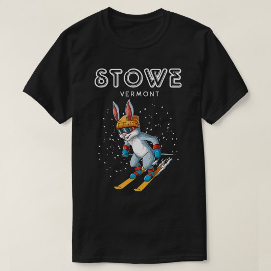 ストウバーモントおもしろいスキーラビット Tシャツ (デザイン正面)