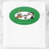 ストギーサンタカおもしろいートゥー 楕円形シール (バッグ)