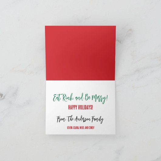 ストッキングが飾られた、ホッケーソックス、ユーモア シーズンカード (内部)