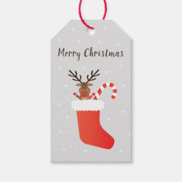 ストッキングで楽しいクリスマスのトナカイ ギフトタグ