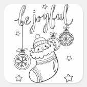 ストッキングで自分のクリスマスペンギンを着色 スクエアシール (正面)