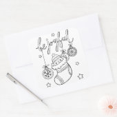 ストッキングで自分のクリスマスペンギンを着色 スクエアシール (封筒)