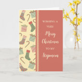 ストッキングとギフト継母メリークリスマス カード (黄色い花)