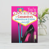 ストッキングと口紅 ラスベガスパーティー フューシャ 招待状 (スタンド正面)