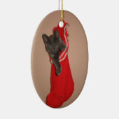 ストッキングのオーナメントの子猫 セラミックオーナメント (右)