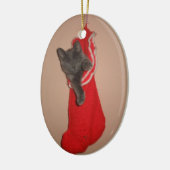 ストッキングのオーナメントの子猫 セラミックオーナメント (左)