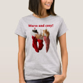 ストッキングのクリスマスの子ネコ Tシャツ (正面)