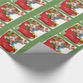 ストッキングのヴィンテージの子犬 ラッピングペーパー (角)