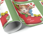 ストッキングのヴィンテージの子犬 ラッピングペーパー (ロールコーナー)