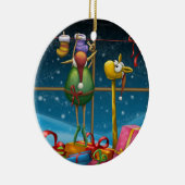 ストッキングの上でつるしている小妖精や小人 セラミックオーナメント (右)