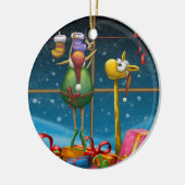 ストッキングの上でつるしている小妖精や小人 セラミックオーナメント (左)