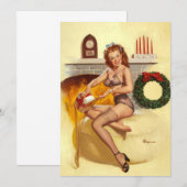 ストッキングの飾りピンアップ 招待状 (正面/裏面)