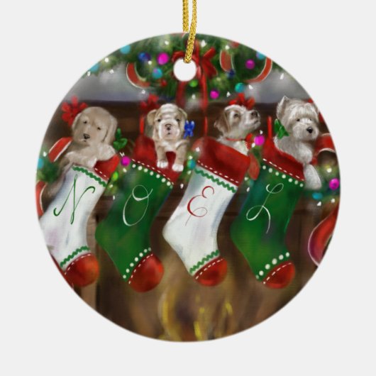 ストッキングはつるされました セラミックオーナメント (正面)