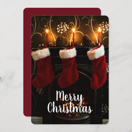 ストッキングぶら下がったが暖炉の上に シーズンカード (正面/裏面)