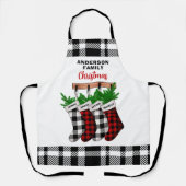 ストッキングカスタム暖炉プレイドファミリークリスマス エプロン (正面)