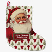 ストッキングクラシックサンタクロースクリスマスレトロシック ラージクリスマスストッキング (正面)