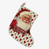 ストッキングクラシックサンタクロースクリスマスレトロシック ラージクリスマスストッキング (正面 (吊り時))
