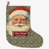 ストッキングクラシックサンタクロースクリスマスレトロシック ラージクリスマスストッキング (正面)