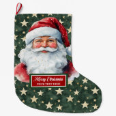 ストッキングクラシックサンタクロースクリスマス名前をカスタムする ラージクリスマスストッキング (正面)