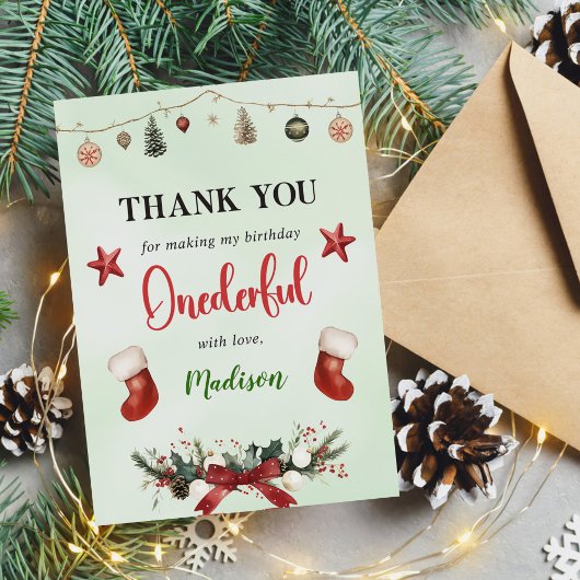 ストッキングクリスマスウィンターバースデーパーティー サンキューカード