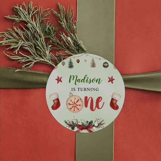 ストッキングクリスマスウィンターバースデーパーティー ラウンドシール