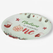 ストッキングクリスマスファースト誕生日パーティー ペーパープレート (アングル)