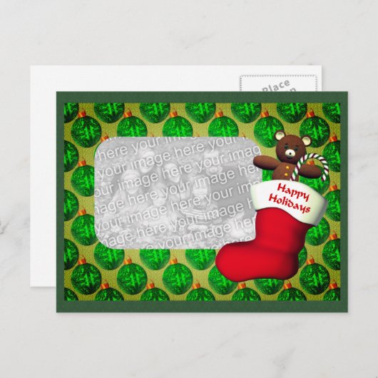 ストッキングクリスマスホリデーフォトポストカード シーズンポストカード (正面/裏面)