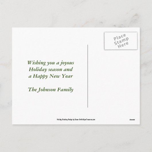 ストッキングクリスマスホリデーフォトポストカード シーズンポストカード (裏面)