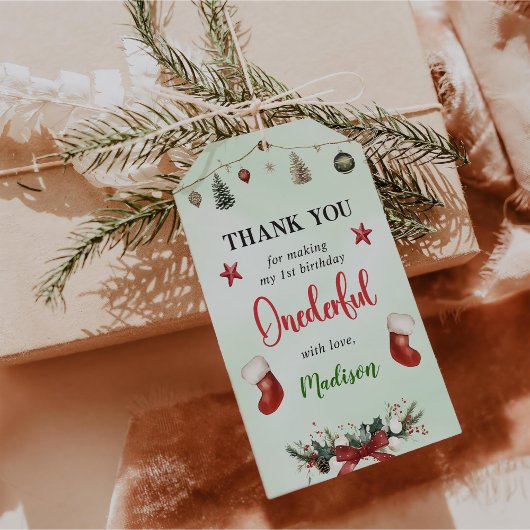 ストッキングクリスマス1回目の誕生日パーティー ギフトタグ