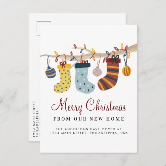ストッキングズメリークリスマスニューホームホリデームービング 案内ポストカード (正面/裏面)