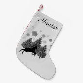 ストッキングパーソナライズされた鹿野生動物雪自然  スモールクリスマスストッキング (正面 (吊り時))