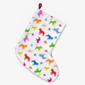 ストッキングフランスのブルドッグ模様 ラージクリスマスストッキング (正面 (吊り時))