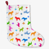 ストッキングフランスのブルドッグ模様 ラージクリスマスストッキング (正面)