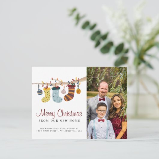 ストッキングメリークリスマスニューホームフォトムービング 案内ポストカード (スタンド正面)
