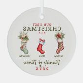 ストッキング三種初めてのクリスマス ガラスオーナメント (裏面)