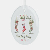 ストッキング三種初めてのクリスマス ガラスオーナメント (正面左)