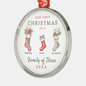 ストッキング三種初めてのクリスマス メタルオーナメント (左)