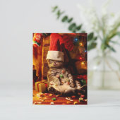 ストッキング付き猫 インビテーションポストカード (スタンド正面)