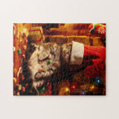 ストッキング付き猫 ジグソーパズル (横)