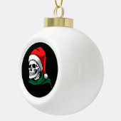 ストッキング帽子をかぶったスケルトンヘッド セラミックボールオーナメント (右)