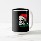 ストッキング帽子をかぶったスケルトンヘッド ツートーンマグカップ (正面右)