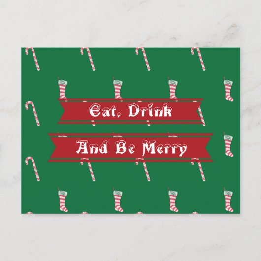 ストッキング＆キャンディケーンのクリスマス ポストカード (正面)