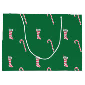 ストッキング&キャンディーケーンパターン ラージペーパーバッグ (裏面)