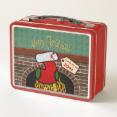 ストッキング(暖炉カードキーパーパーソナライズされた) メタルランチボックス (裏面)