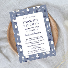 ストックザキッチンブルーモダンブライダルシャワー 招待状